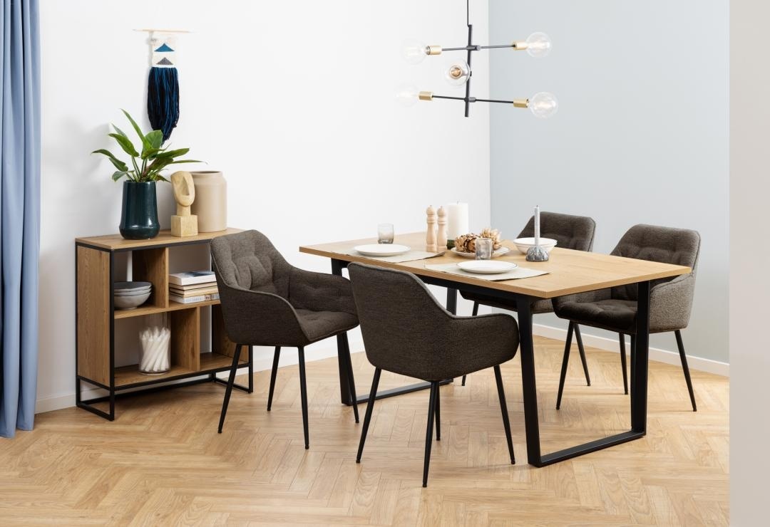 Set 2 piese Scaune dining Brooke, Gri, 83x58x55 cm