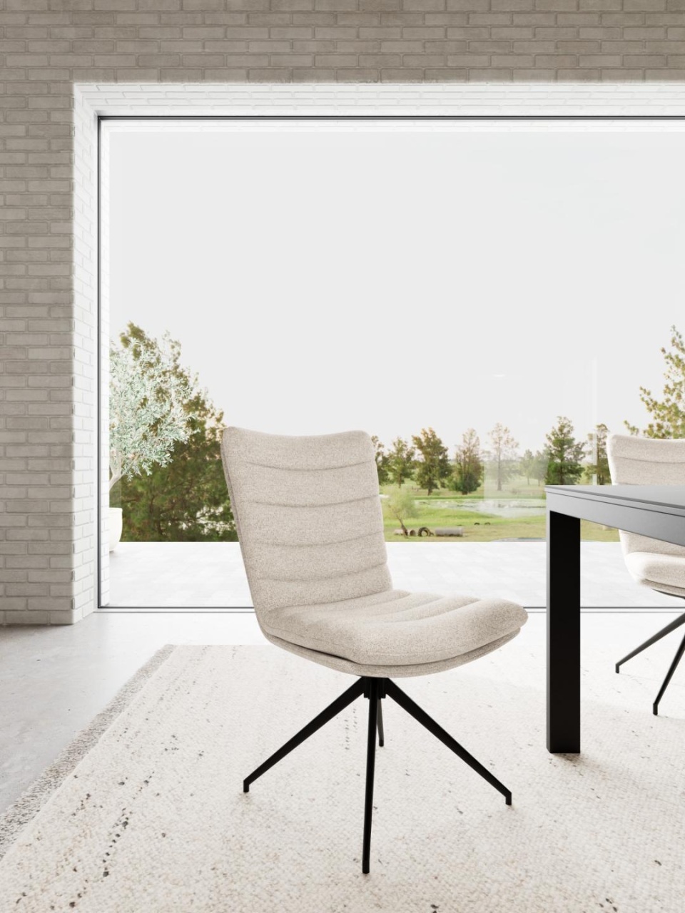 Set 2 piese Scaune dining Grafton, Bej, 96.5x50.5x65 cm