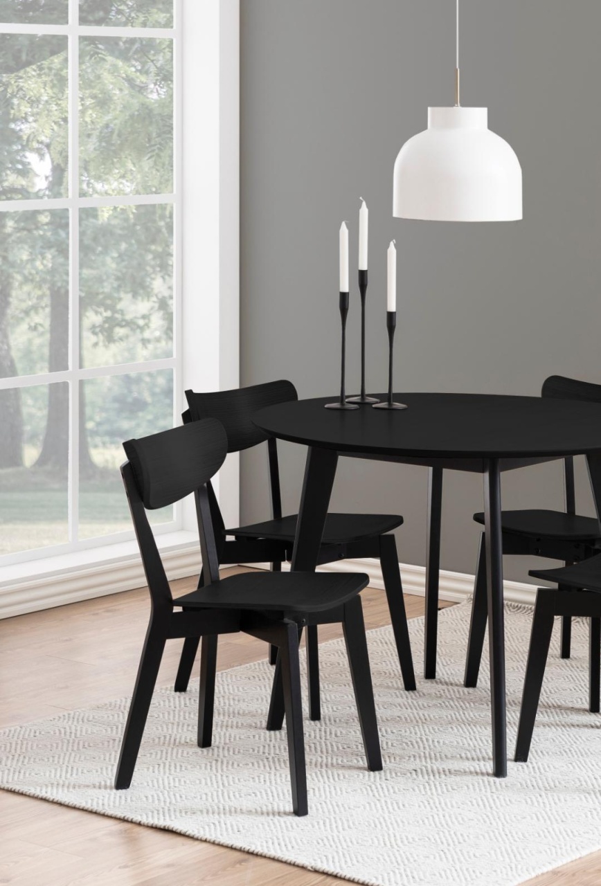 Set 2 piese Scaune dining Roxby, Negru, 79.5x45x55 cm
