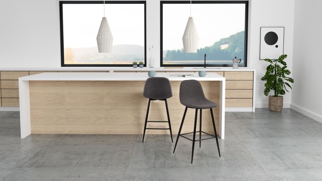 Set 2 piese Scaune inalte Wilma, Gri, 91x43.5x48.5 cm