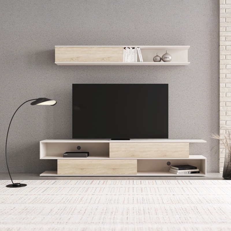 Ansamblu comoda TV Brick Bej 240x40x50.4 cm