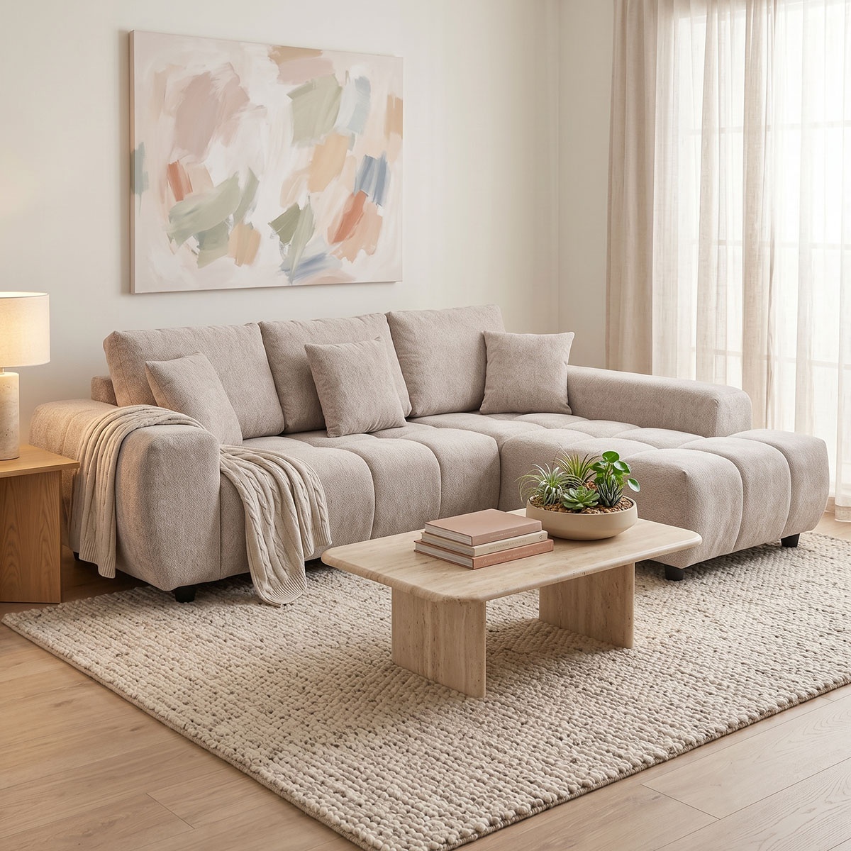Coltar stanga Londe, Gri/Bej, 273x211x92 cm