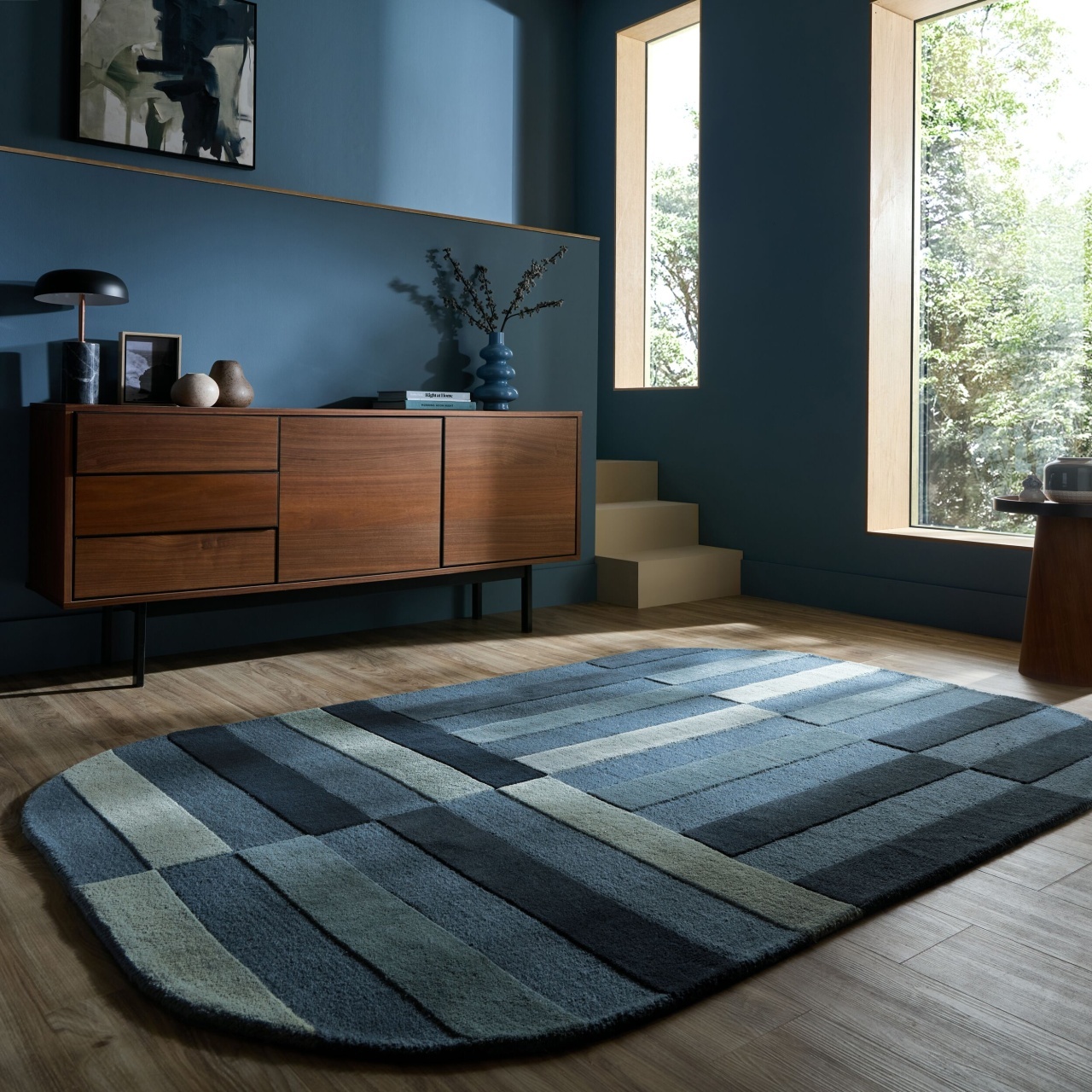 Covor oval Eldon Albastru 200x290 cm