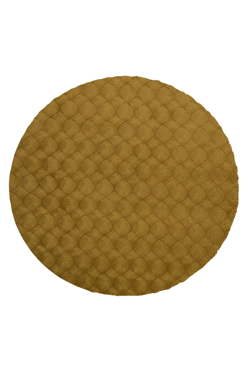 Covor rotund Diamond Cut Galben inchis 200x200 cm