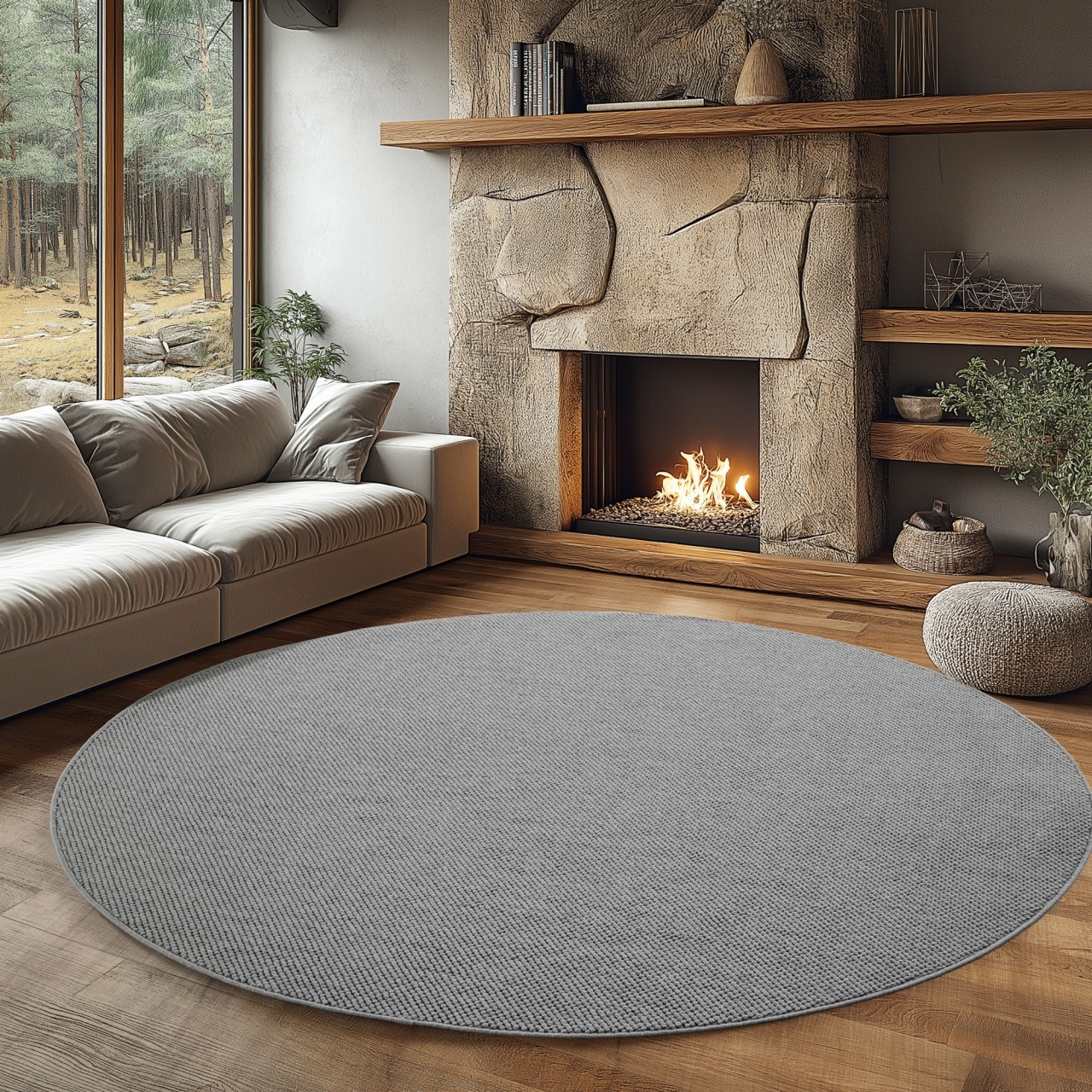 Covor rotund Helix V1 Argintiu 120x120 cm