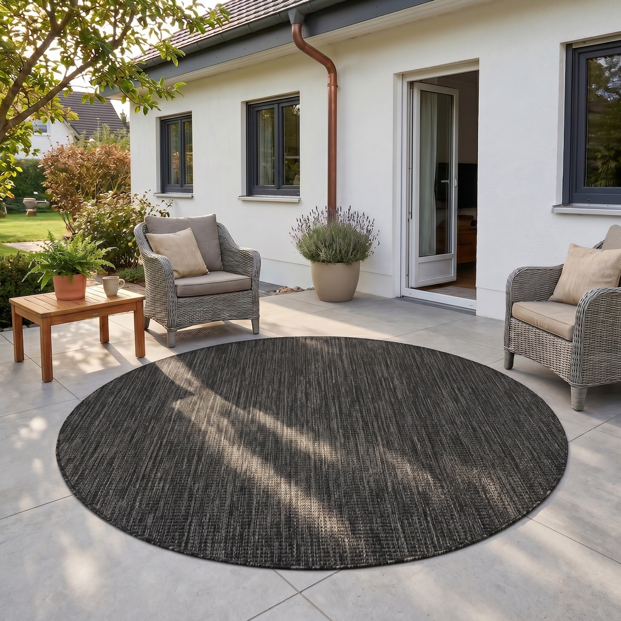 Covor Rotund MIRA V1 Negru 120x120 cm