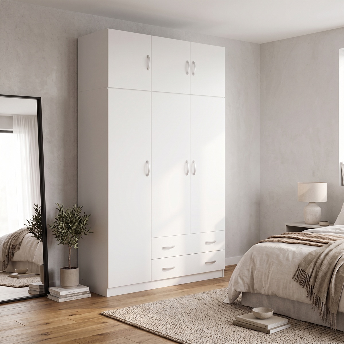 Dulap cu 3 usi Alvia, Alb, 150x51x240 cm