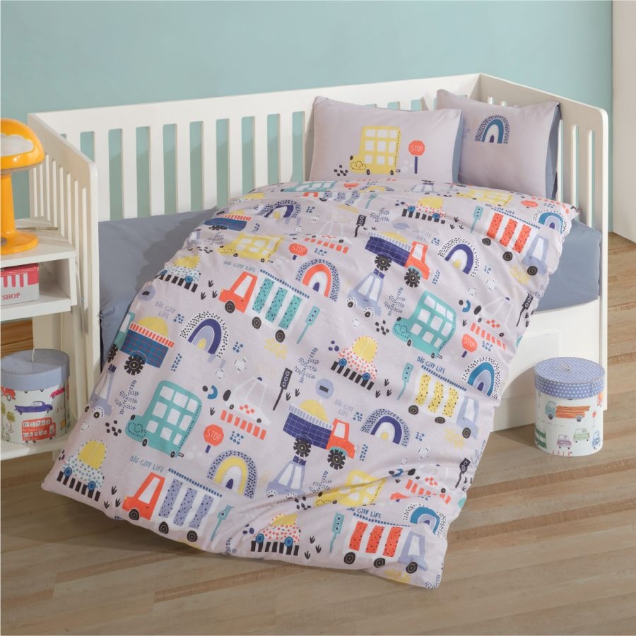 Lenjerie Patut Bebe Big City Albastru (Bumbac 100%)