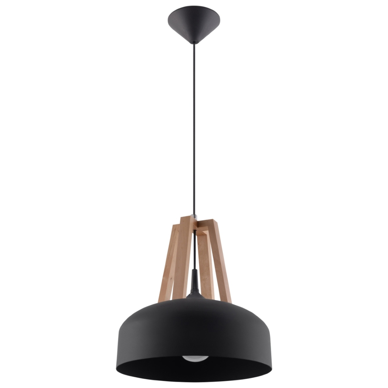 Lustra suspendata Casco din lemn, Negru 30x30x85 cm