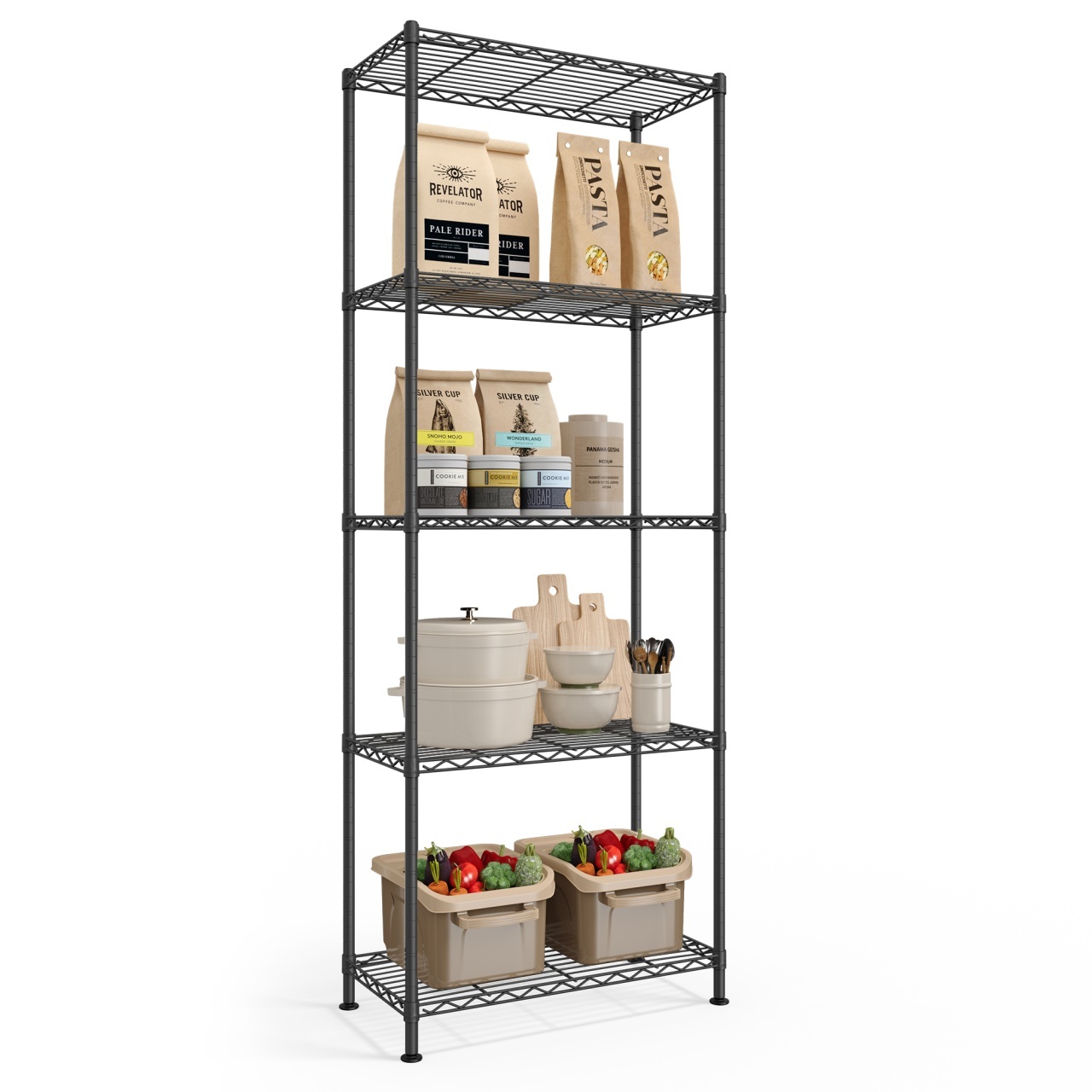Raft depozitare Songmics, Dalten, Negru, 60x30x161 cm