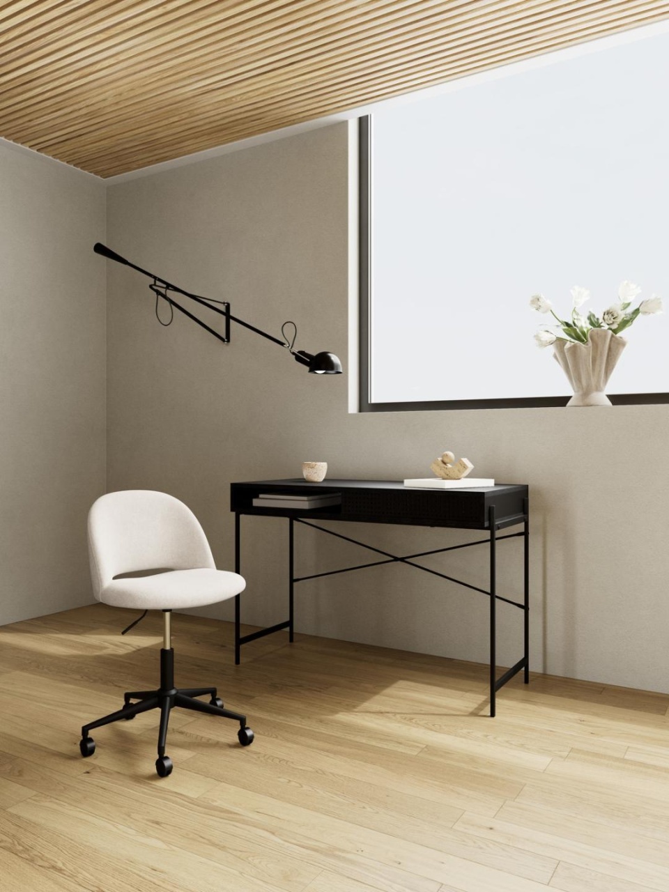 Scaun de birou Allan, Bej, 77x49x49.5 cm