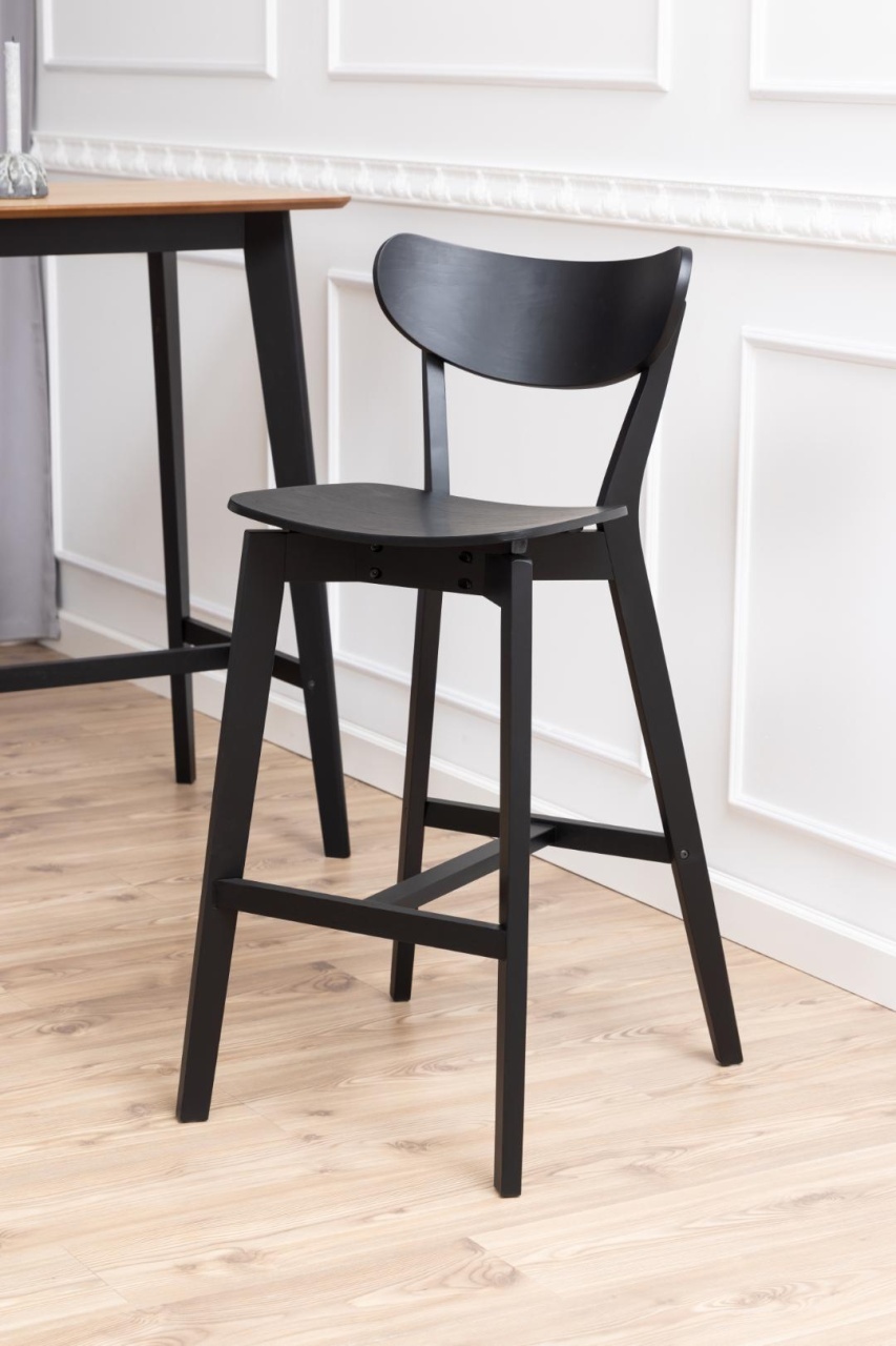 Set 2 piese Scaune de bar Roxby, Negru, 105x45x49 cm