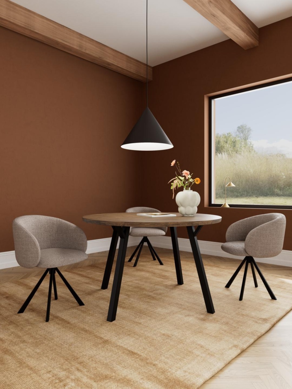 Set 2 piese Scaune dining Eleanor, Gri, 79x56x55 cm