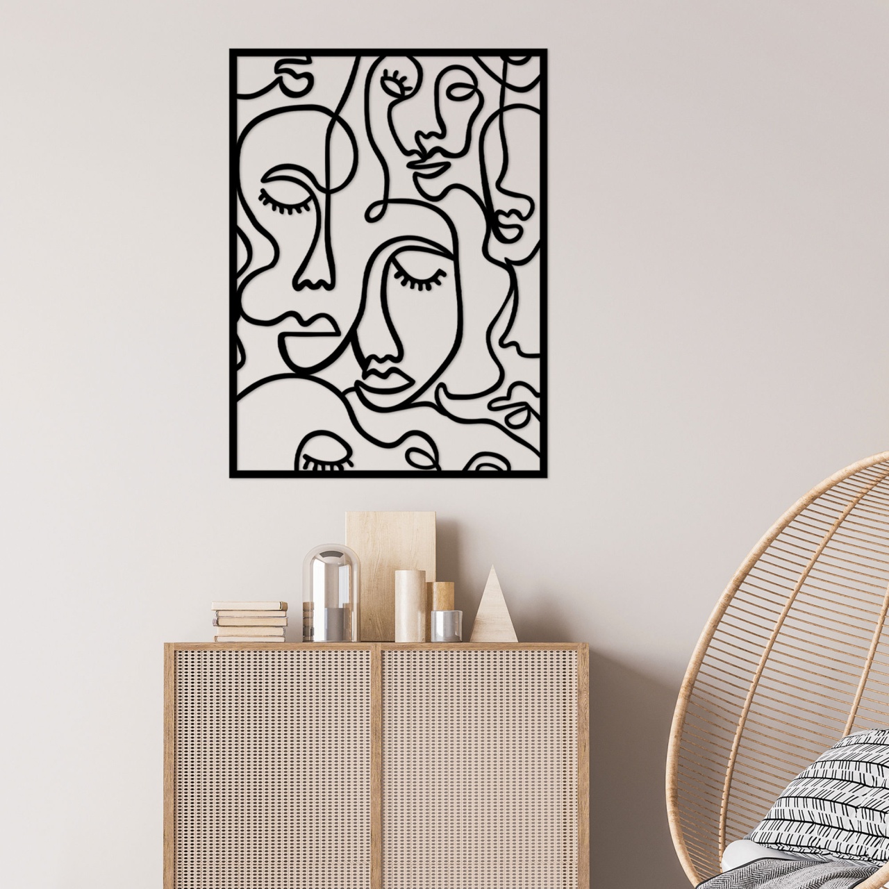 Tablou metalic Faces Negru 52x70 cm