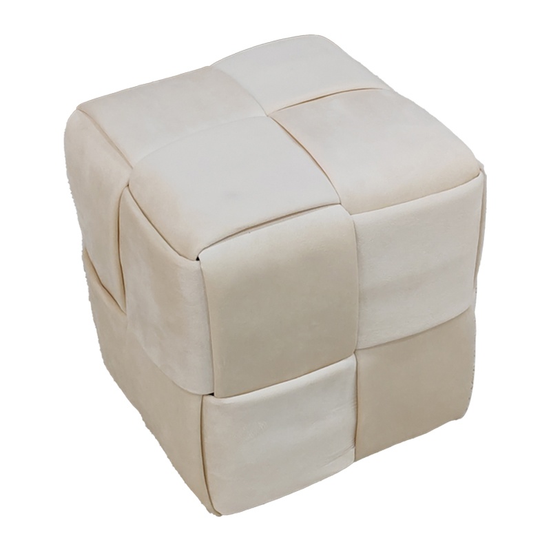 Taburet Jisko catifea bej 38x38x40 cm