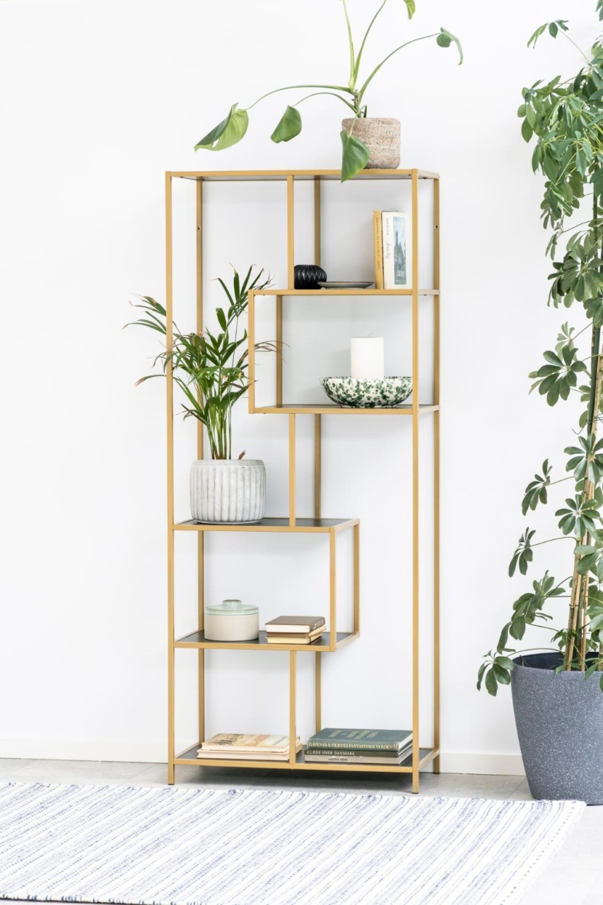 Biblioteca Seaford, Negru, 185x77x35 cm
