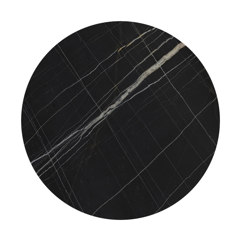 Blat de masa, Relian, Rotund, Negru, 69x69x1.2 cm