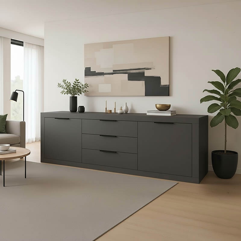 Comoda Doha Gri inchis 210x45x80.5 cm