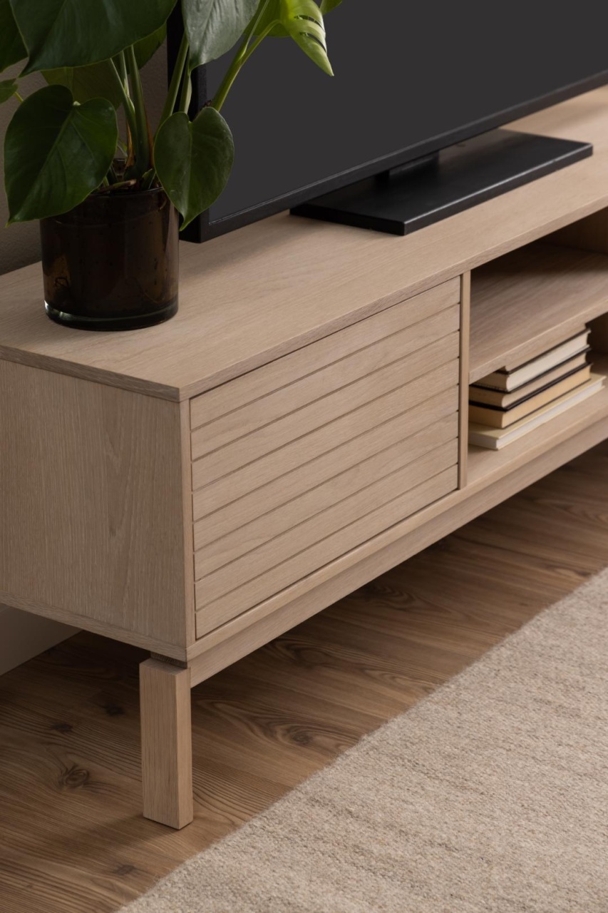 Comoda TV Linley, Alb, 50x160x40 cm