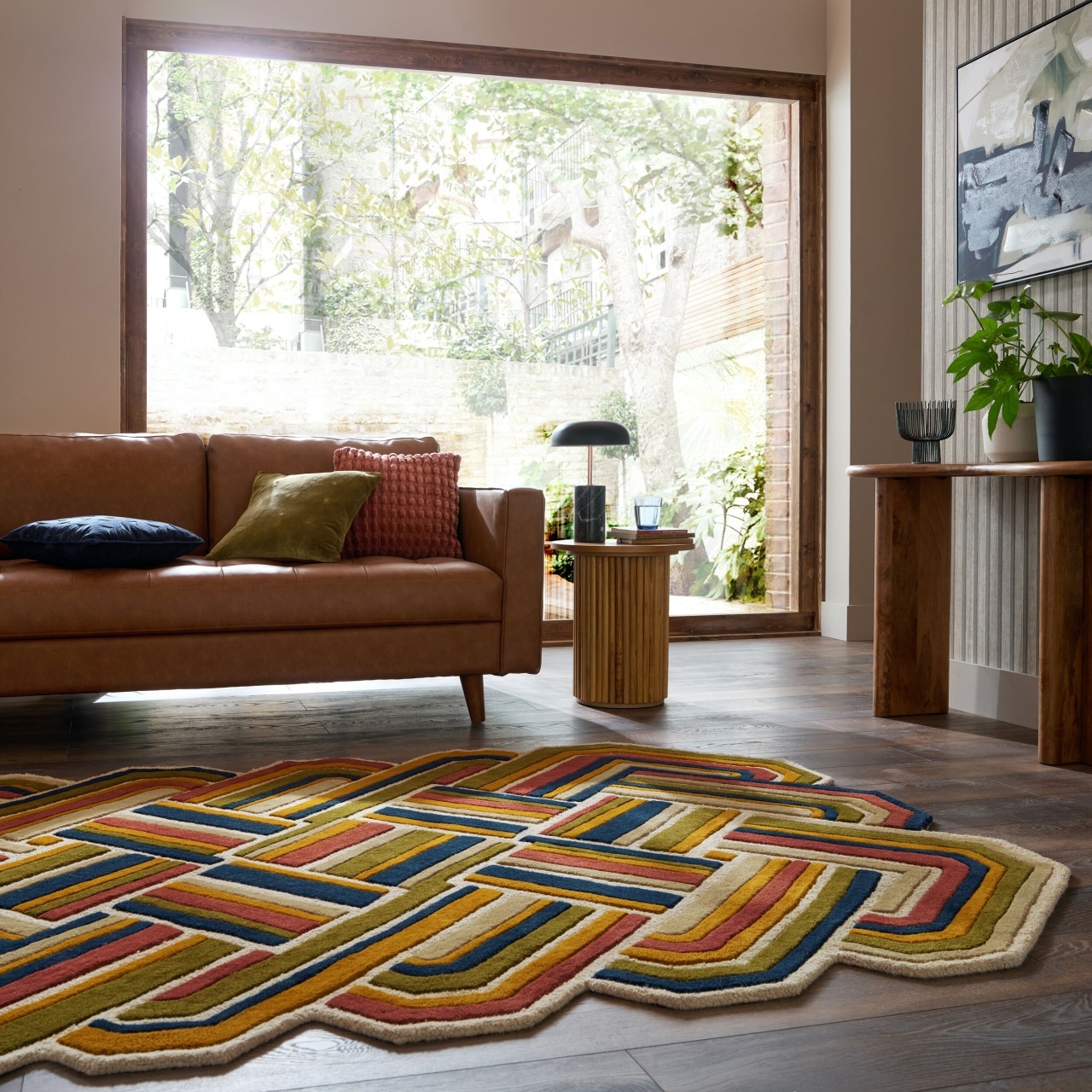 Covor Lattice Shaped Wool Teracota 200x300 cm