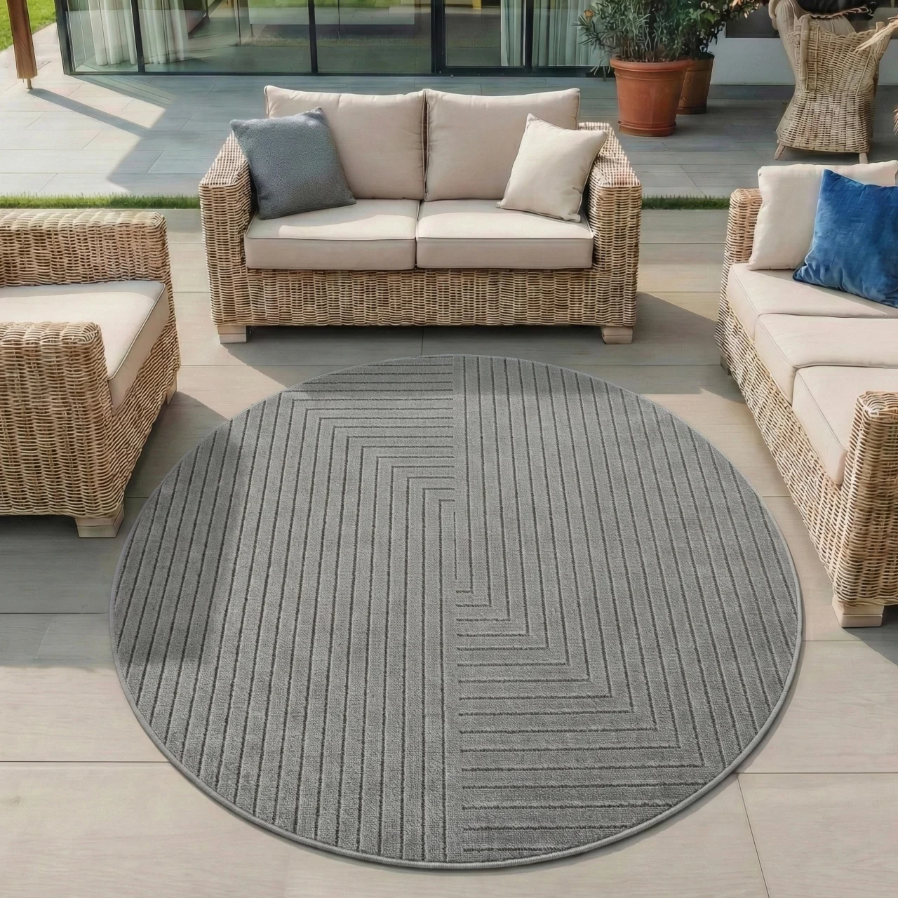 Covor rotund Nova V2 Argintiu 120x120 cm
