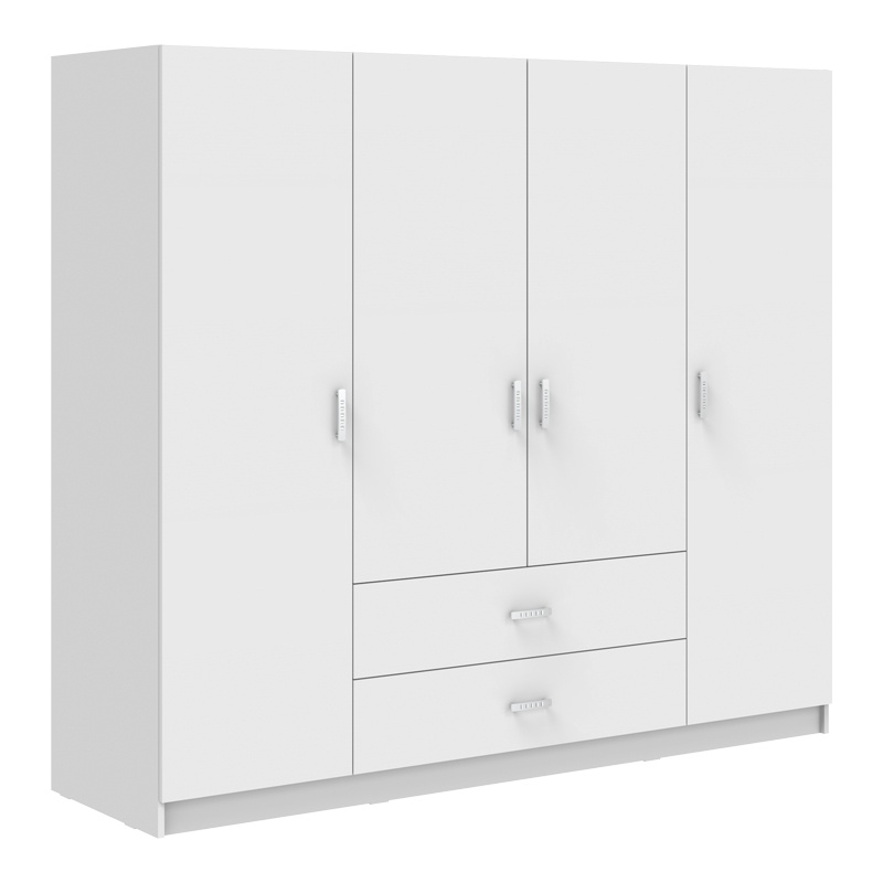 Dulap cu 4 usi, Royal, Alb, 200x58x177 cm