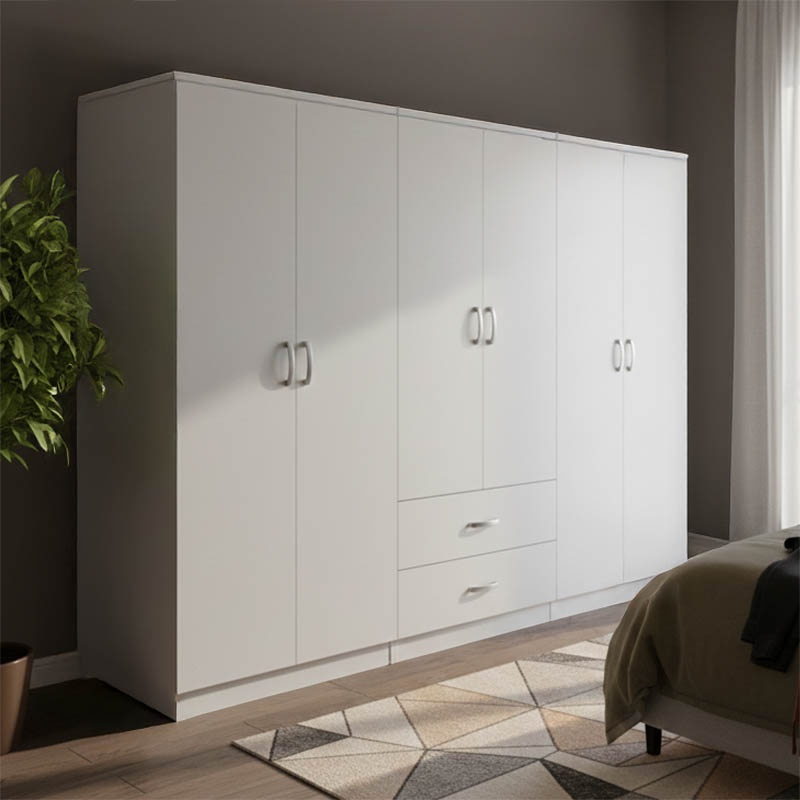 Dulap cu 6 usi, Athos I, V9, Alb, 240x42x180 cm