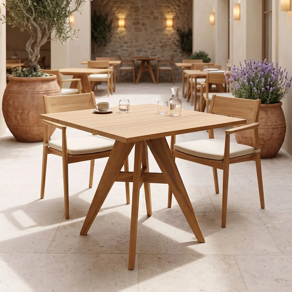 Masa dining Cadrada, Natural, 80x80x76 cm