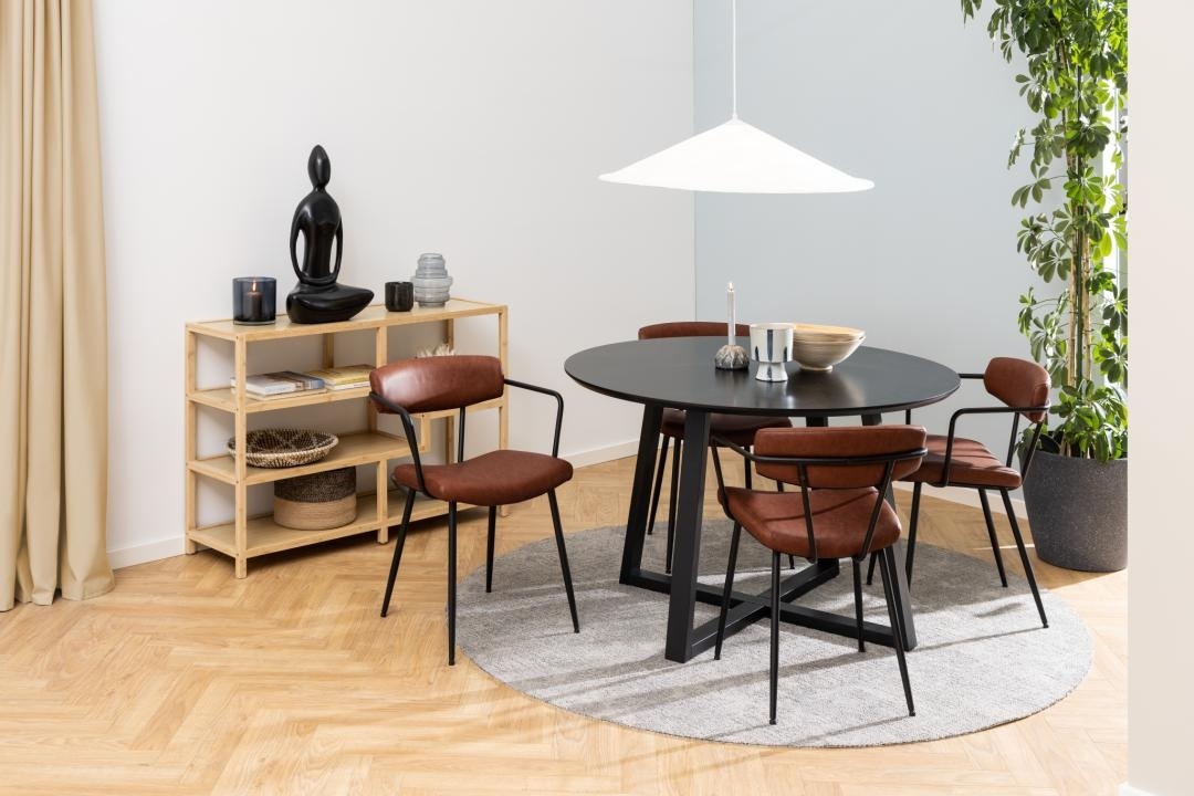 Masa dining Malika, Negru, 75x120x120 cm