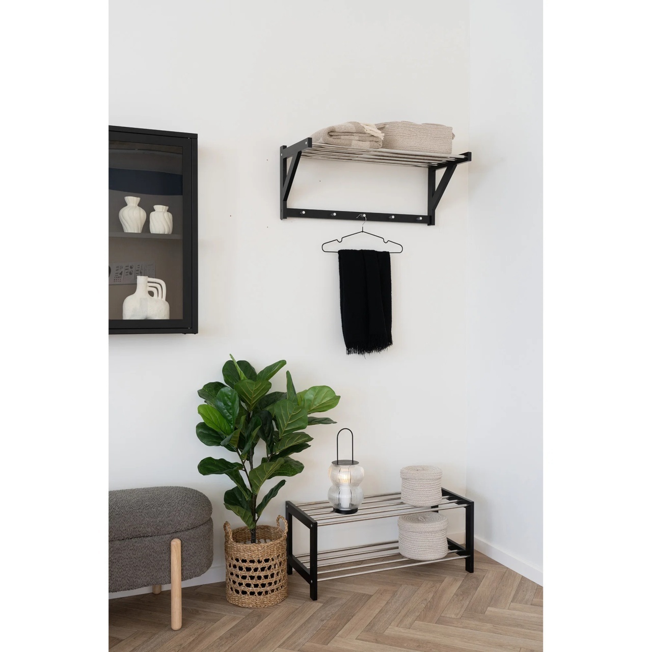 Raft suspendat pentru hol Padova, Negru , 78x32x34 cm