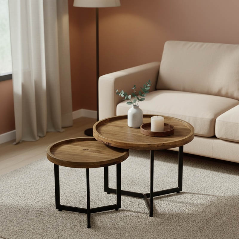 Set 2 masute de cafea Kelly Natural 40x50x40 cm
