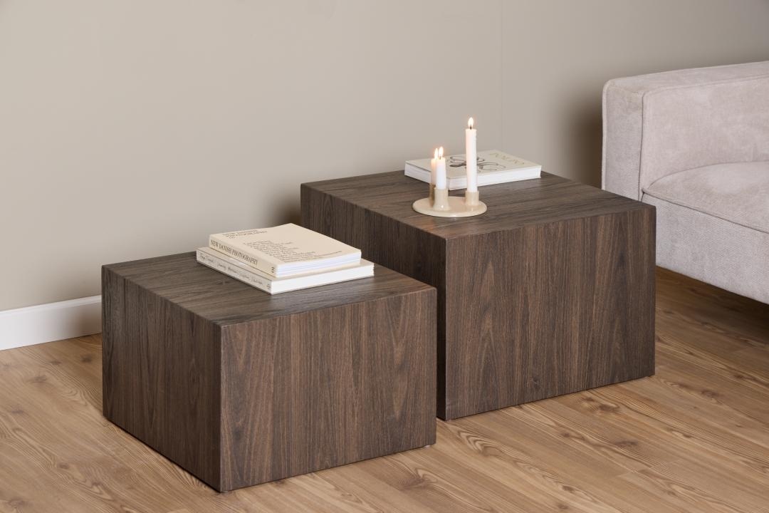 Set 2 piese Masute de cafea Dice, Maro, 40x58x58 cm