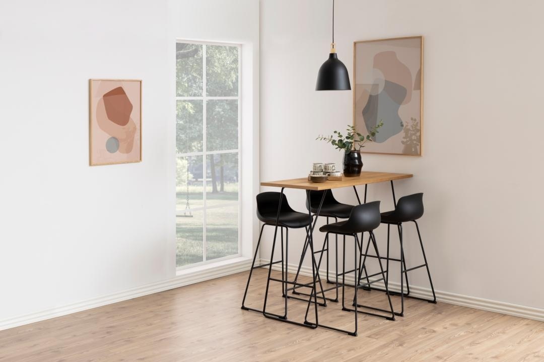 Set 2 piese Scaune de bar Tina, Negru, 94x43x49 cm