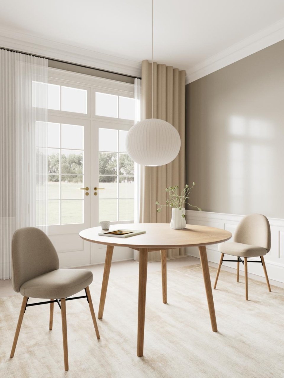 Set 2 piese Scaune dining Sophia, Bej, 82.5x54x46 cm
