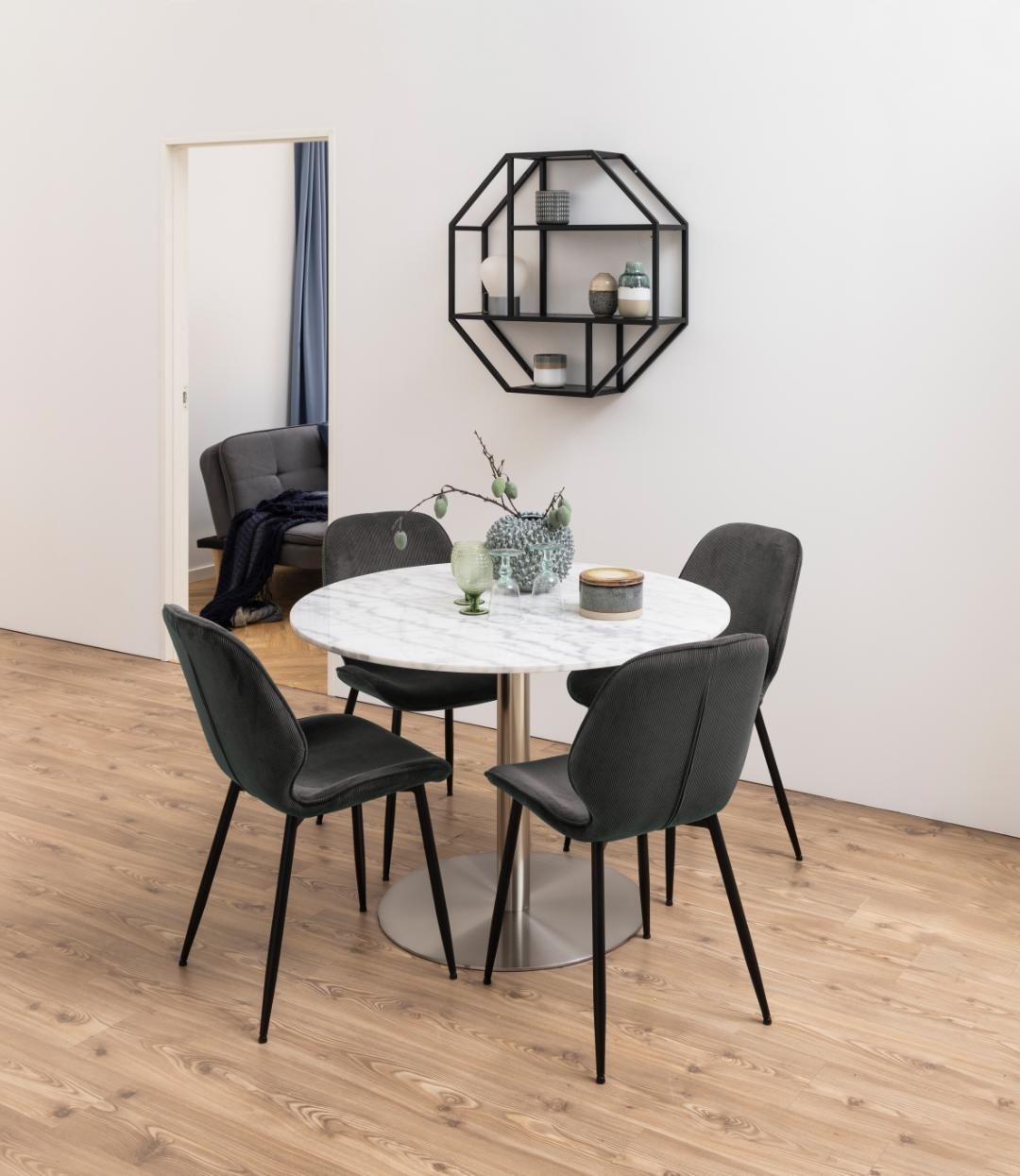 Set 4 piese Scaune dining Femke, Gri, 85x47.5x57.5 cm