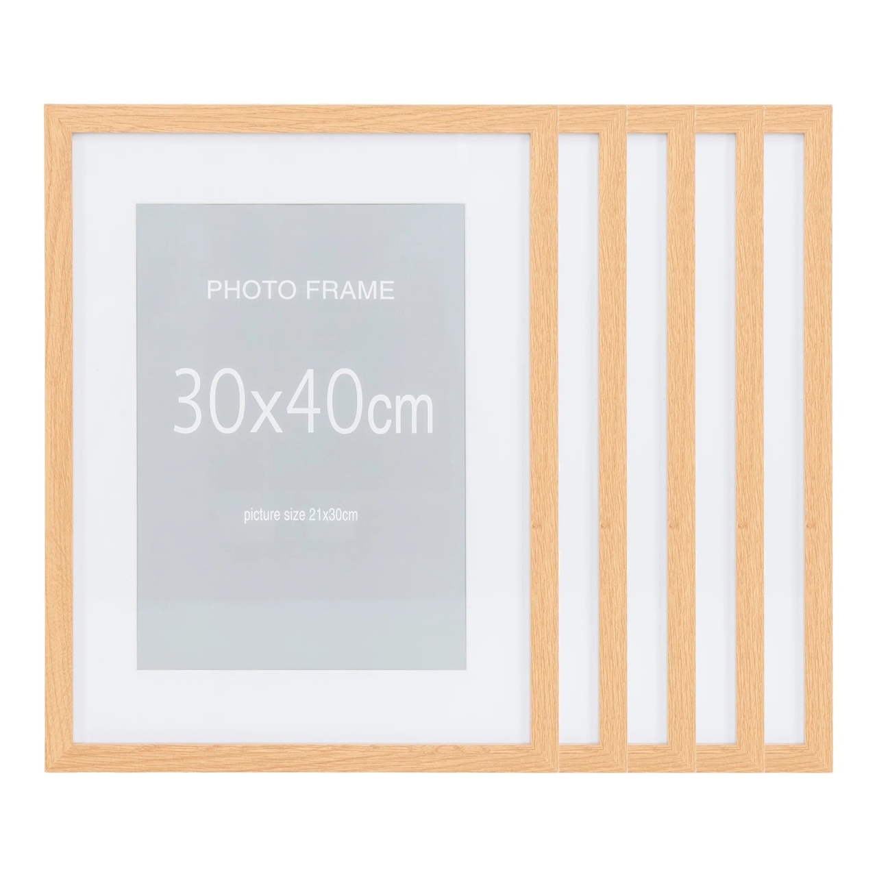 Set 5 piese Rame foto Marbella, Natural, 40x30x1.8 cm