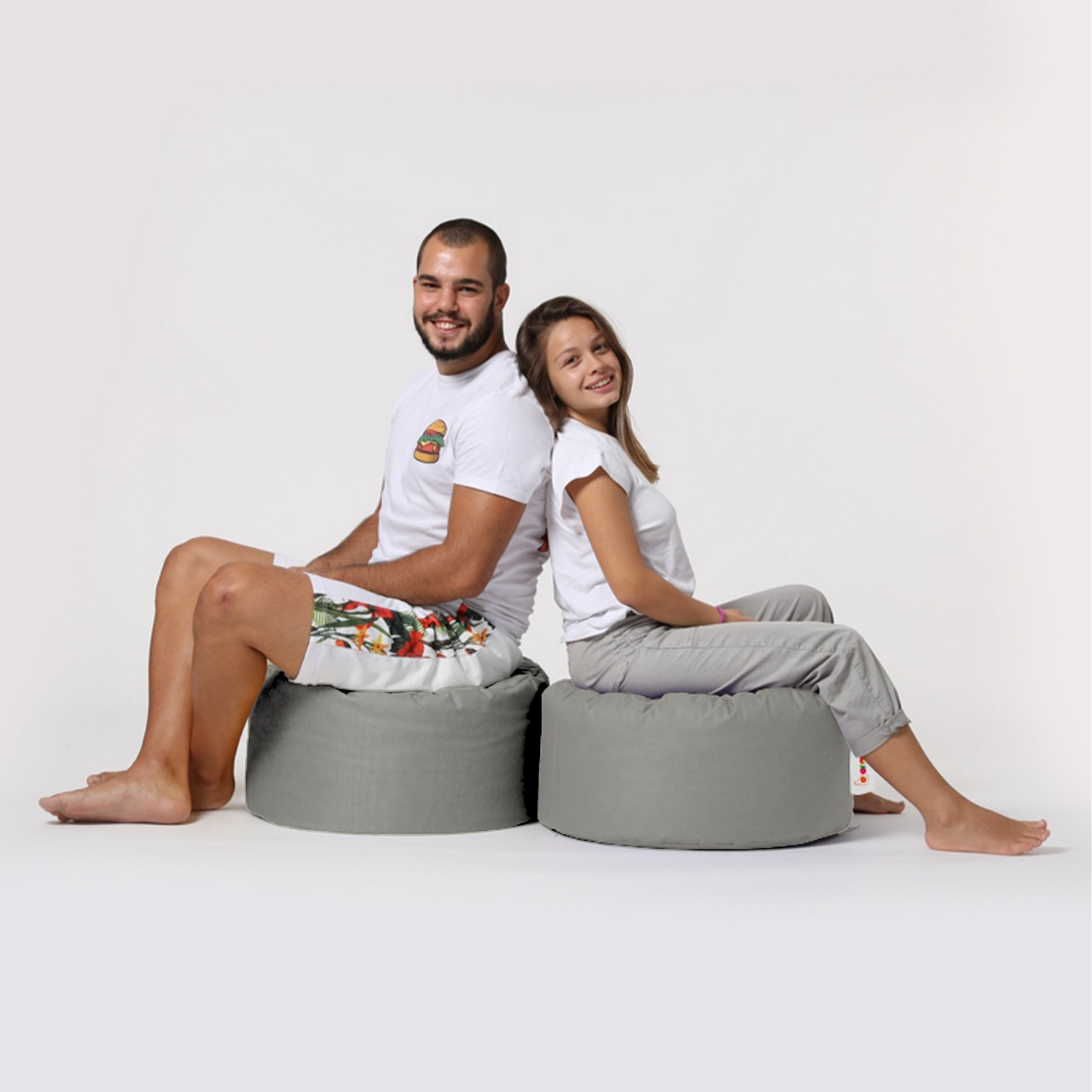Taburet puf beanbag de gradina Round Gri