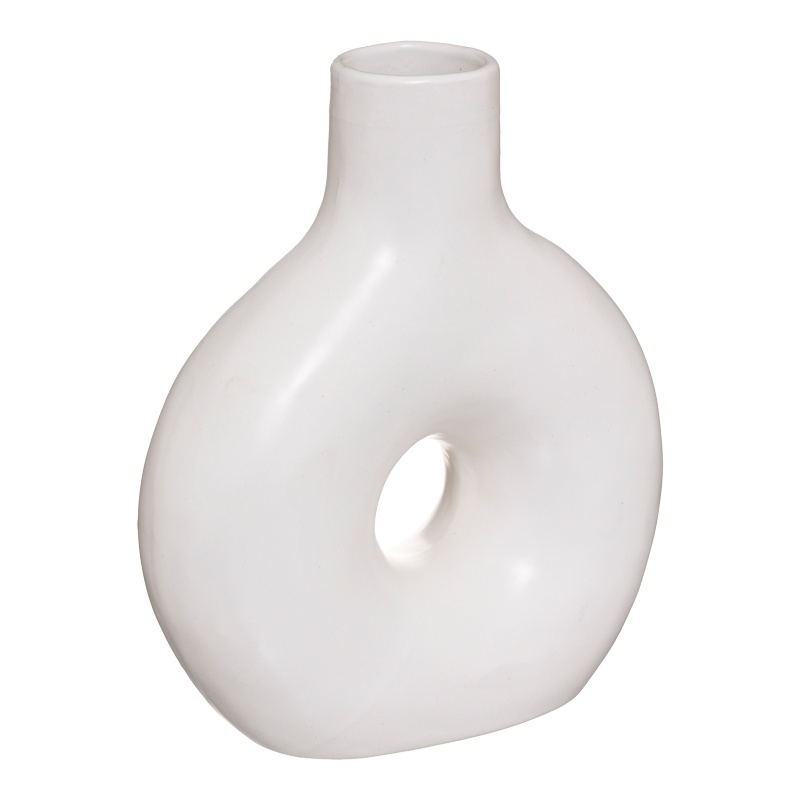 Vaza ceramica Wanif, Pako World, Alb, 17x7x19 cm