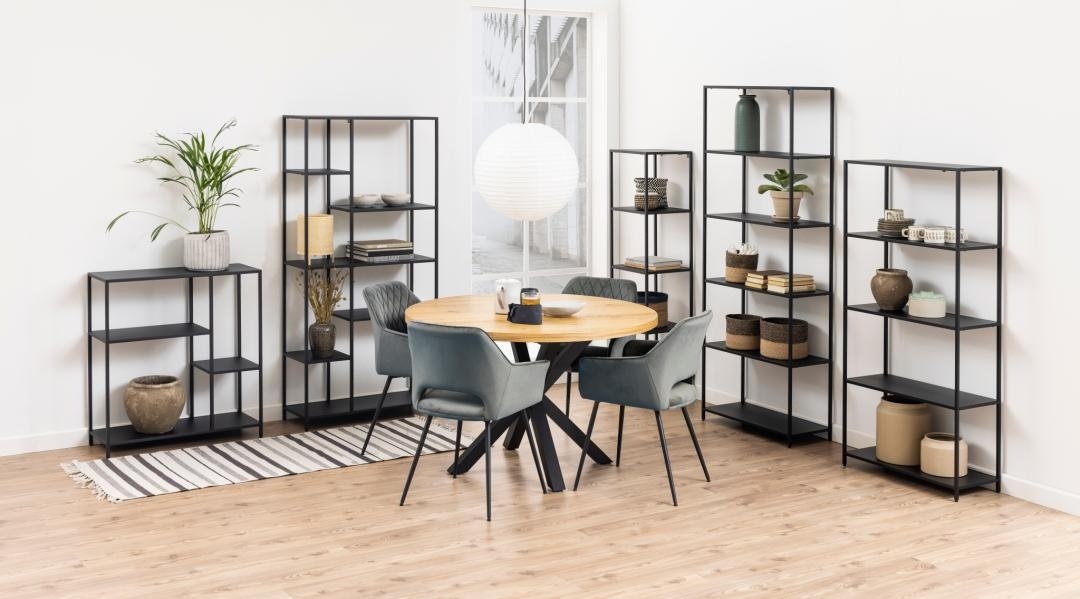 Biblioteca Newcastle, Negru, 86x79.5x30 cm