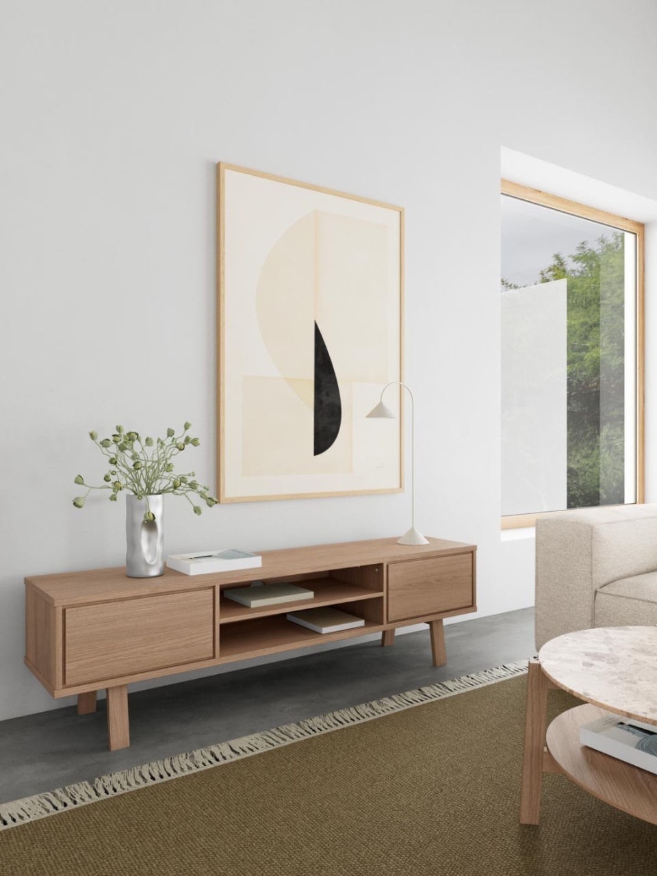 Comoda TV Lamberth, Alb, 50x180x40 cm