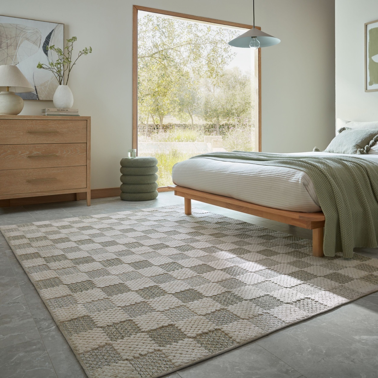 Covor Muted Checkerboard Verde 155x230 cm