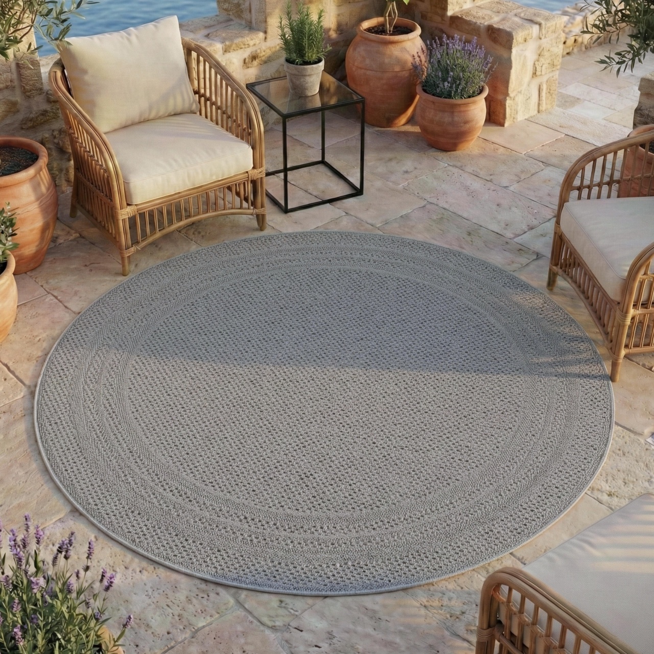 Covor rotund Desert V4 Gri 120x120 cm