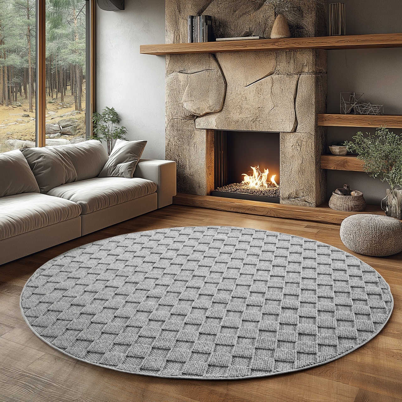 Covor rotund Helix V4 Argintiu 160x160 cm
