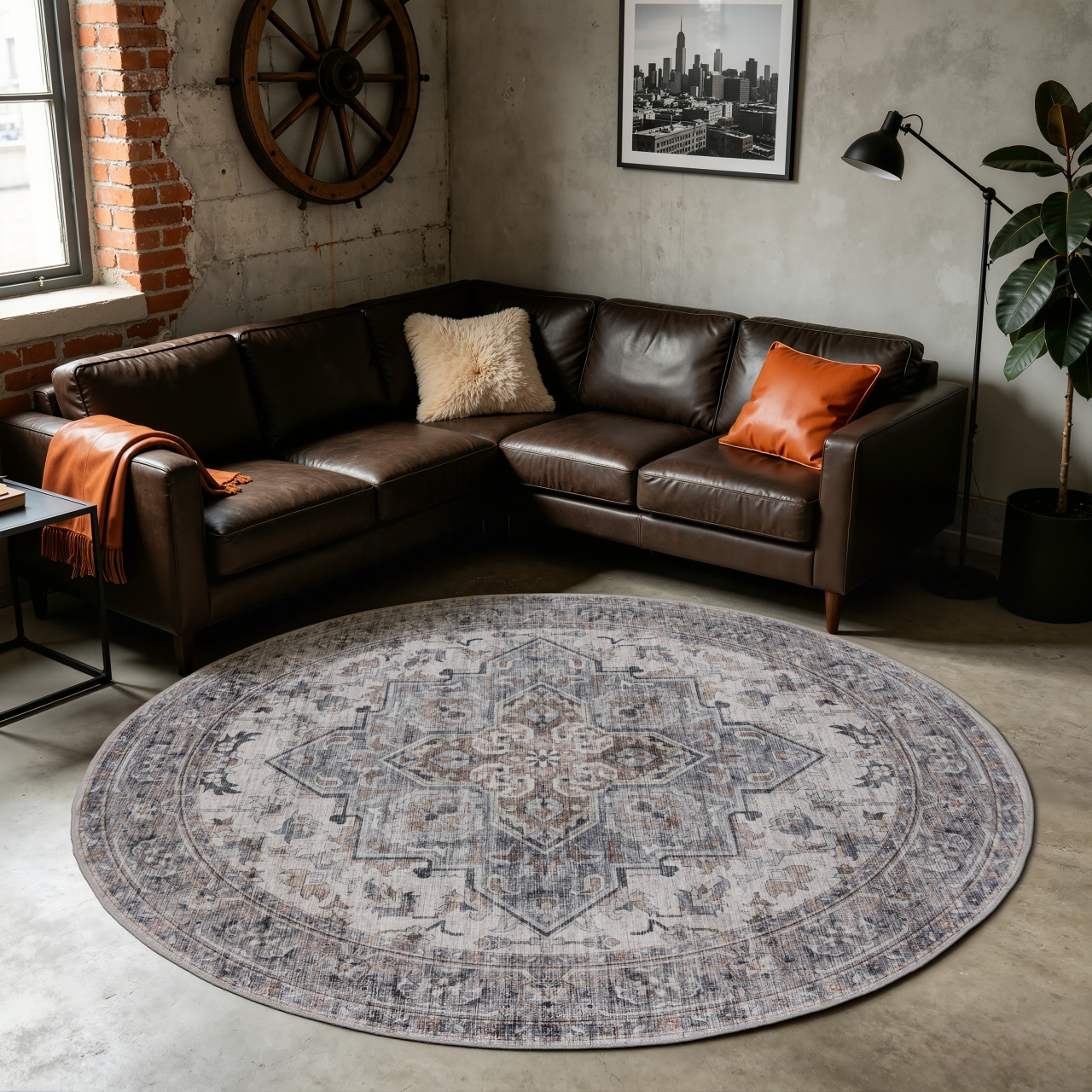 Covor Rotund INKA V4 Bej 200x200 cm