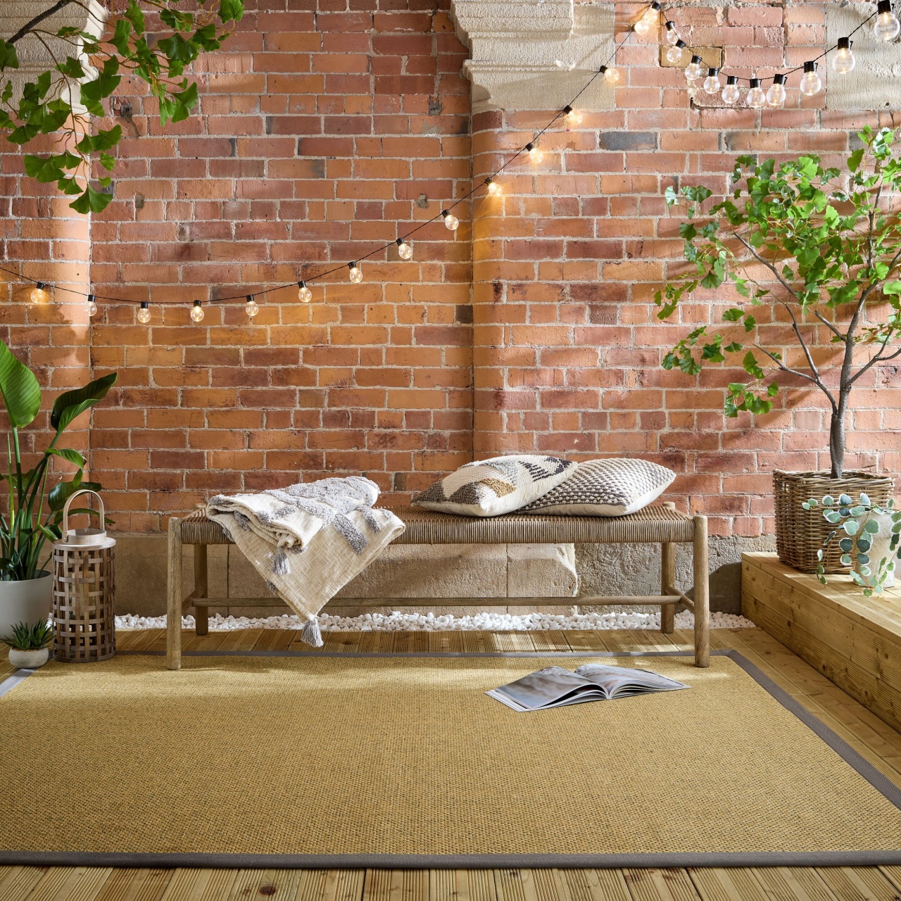 Covor Sisal Look Outdoor Gri 200x290 cm, Flair Rugs