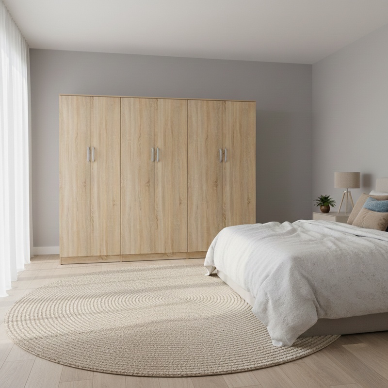 Dulap cu 6 usi, Athos II, V2, Stejar, 240x42x180 cm