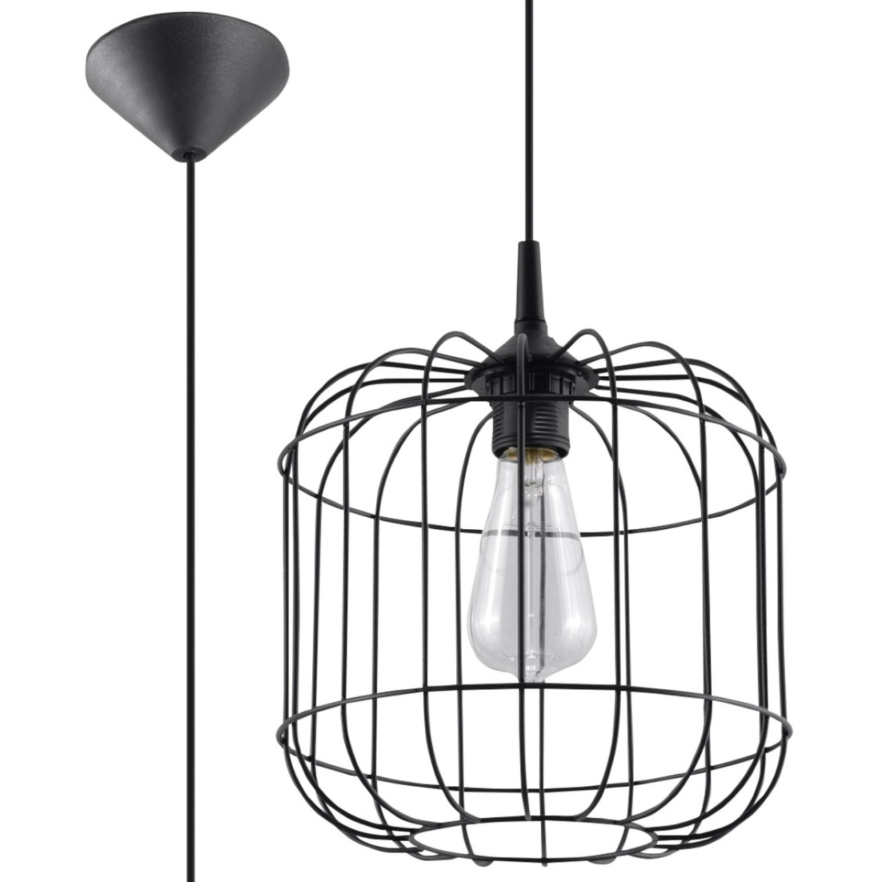 Lustra suspendata Celta Negru 23x23x95 cm