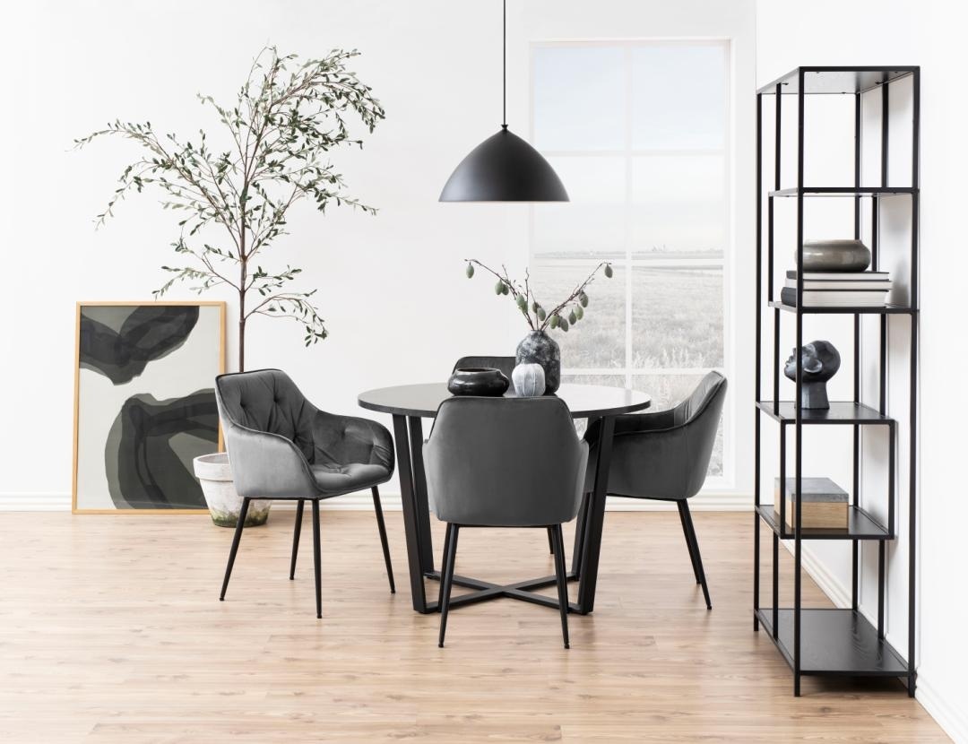 Masa dining Amble, Negru, 75x110x110 cm