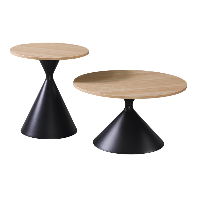 Set 2 masute de cafea Hemena Negru 70x70x40 cm