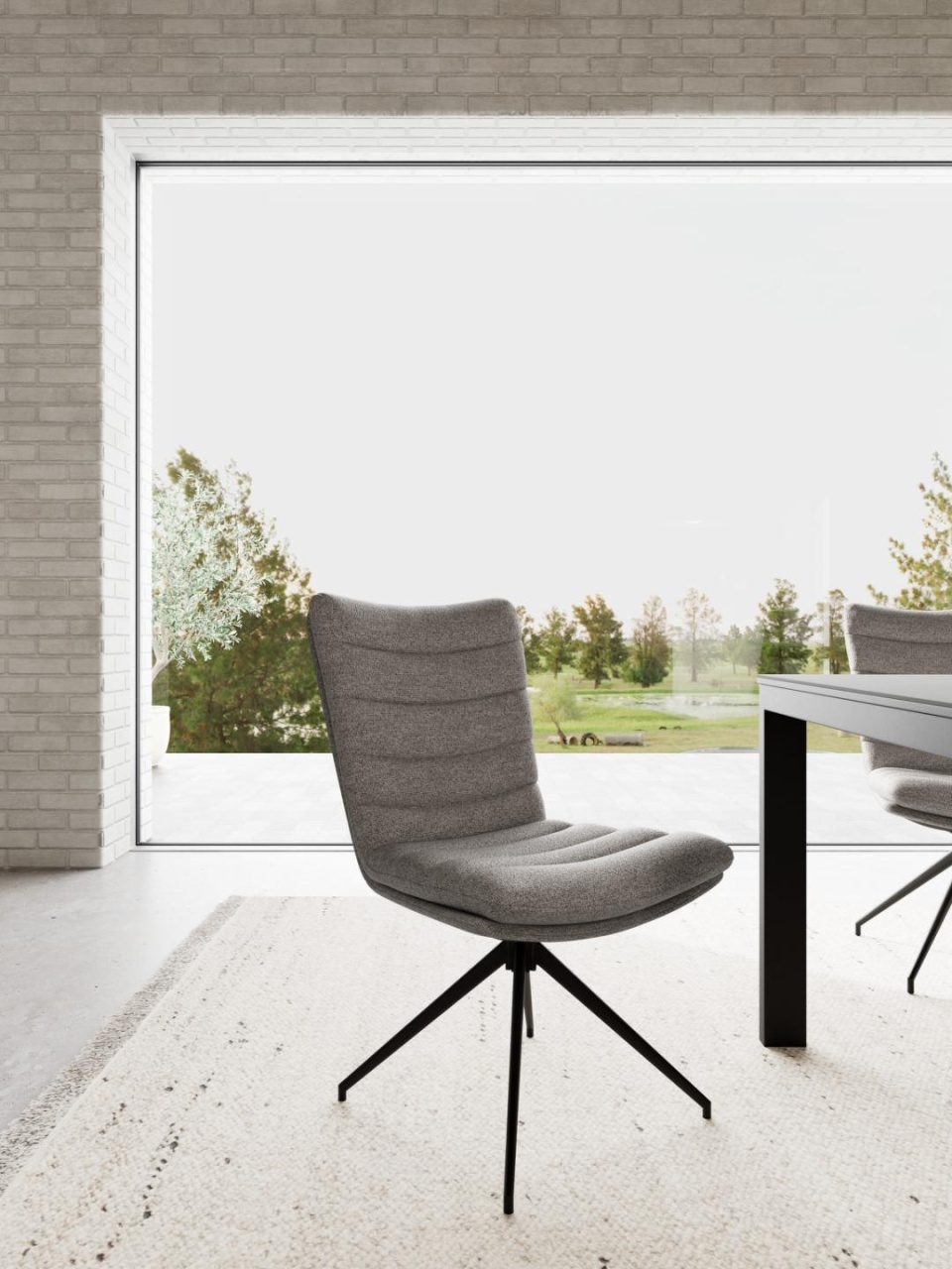 Set 2 piese Scaune dining Grafton, Gri, 96.5x50.5x65 cm